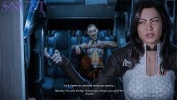 3d 3d_(artwork) jack_(mass_effect) mass_effect miranda_lawson sovftwarensfw subject_zero text topless