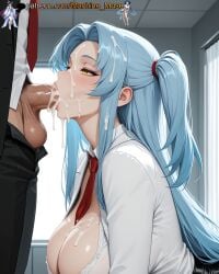 1boy 1girl 1girls adult adult_female ai_generated angela_(lobotomy_corporation) balls ballsack bangs big_breasts black_jacket black_pantyhose black_pencil_skirt blowjob blowjob_face blue_hair body boobs breasts bust busty busty_female busty_girl cock cum cum_drip cum_in_mouth cum_on_body cum_on_face cum_on_hair cumdrip curtained_hair deep_throat deepthroat dick dripping dripping_cum facial fellatio female girl hair hair_tie indoor indoors jacket lab_coat labcoat large_breasts lobotomy_corporation long_hair machine_muse male mature mature_body mature_female necktie one_side_up oral oral_creampie oral_penetration oral_sex pale_blue_hair pantyhose parted_bangs pencil_skirt penis penis_in_mouth project_moon red_necktie room semen sexy sexy_body shirt side_ponytail sperm sucking sucking_dick sucking_penis testicles tits uncensored upper_body watermark white_shirt yellow_eyes