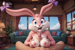 1boy 1boy1girl 1girls ai_generated animal_ears animal_nose artist_name babs_bunny blue_eyes blue_sky body_fur bow breasts breasts_squeezed_together cloud completely_nude couch cum cum_in_mouth cum_on_body cum_on_breasts cum_on_tongue curtains day erection facial fangs female furry furry_female furry_with_non-furry hetero hi_res indoors interspecies lamp large_breasts looking_at_viewer navel nipples nude open_mouth paizuri penis pink_fur plant potted_plant pov purple_bow r34arts rabbit_ears rabbit_girl rug sky solo_focus straight-on table teeth tiny_toon_adventures tiny_toons tiny_toons_looniversity tongue tongue_out two-tone_fur uncensored vase veins warner_bros warner_bros._animation warner_brothers watermark white_fur wide-eyed window wooden_floor