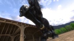 3d 3d_(artwork) animal_genitalia animal_penis balls bestiality big_balls big_penis black_body black_fur black_hair cock_ring equine equine_penis erect_penis erection feral flared_penis heavy_balls horse horse_penis horsecock huge_balls huge_cock hyper hyper_balls hyper_penis male penis rivaliant saggy_balls solo solo_focus solo_male stable standing texas_(rivaliant) zoophilia