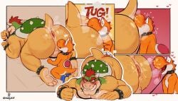 anal anthro anus balls big_butt blush bowser butt collar comic eyebrows genitals grin hair kissing koopa larger_rimmed leash leash_pull leashed_collar male male/male male_rimming_male mario_bros musk nintendo oral orange_body orange_yoshi red_hair rimming rimming_male roseyskull saliva_on_anus scalie sex shell size_difference slave smile spiked_balls spiked_shell spikes spikes_(anatomy) yoshi