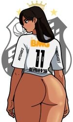1girls ass big_ass big_breasts black_hair blush blushing brasil brazil brazilian breasts brown_eyes brown_skin earrings f0dag4mes284 female football football_uniform latina naughty_face neymar piercing pussy santos shirt_only shy shy_expression soccer soccer_uniform thick_thighs uniform