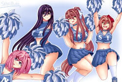 4girls cheerleader cheerleader_uniform doki_doki_literature_club monika_(doki_doki_literature_club) natsuki_(doki_doki_literature_club) sayori_(doki_doki_literature_club) willianxs yuri_(doki_doki_literature_club)