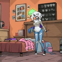 101_dalmatian_street 101_dalmatians 1:1 1girls 3_toes angry anthro anthro_female anthro_focus anthro_only anthro_solo anthrofied armwear bed bedroom biped black_body black_eyes black_fur black_nose black_spots blue_collar canid canine canis clothed clothed_anthro clothed_female clothes clothing collar commission dalmatian detailed_background diacordst disney dog_collar dolly_(101_dalmatians) domestic_dog elbow_gloves electronics feet female female_anthro female_canine female_focus female_only female_solo furniture gloves grounded headphones headwear hi_res implied_incest ineffective_clothing jeans mammal mostly_clothed mostly_clothed_anthro mostly_clothed_female pants paws pregnancy pregnant pregnant_anthro pregnant_female ripped_clothing ripped_jeans ripped_pants skateboard solo solo_anthro solo_female solo_focus stockings tail toes vehicle young young_anthro young_female