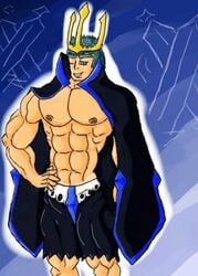 abs clothes color empoleon front_view hand_on_hip humanized male male_only muscles nintendo pokemon solo standing tagme wink