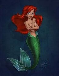 1girls 2009 ariel breasts disney enigmawing female female_only hair jpg long_hair mermaid nipples no_bra red_hair signature solo tagme the_little_mermaid topless underwater