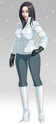 2d boots enkaboots gloves high_heel_boots latex latex_gloves snowing white_boots