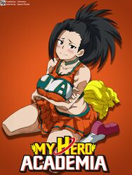 1girls big_breasts cheerleader female female_only momo_yaoyorozu my_hero_academia solo space-panda