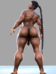 1futa 3d athletic big_ass big_butt dark-skinned_futanari dark_skin futa_sans_pussy futanari jimothyjones long_braid looking_back muscular muscular_futanari nude original penis_between_legs solo_futa thick_thighs uncircumcised uncut vascular_penis