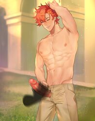 0vv0b 1boy dick fire_emblem fire_emblem:_three_houses handjob male_only muscular_male nintendo sylvain_jose_gautier