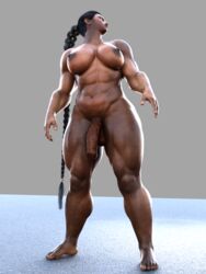 1futa 3d athletic big_ass big_butt dark-skinned_futanari dark_skin futa_sans_pussy futanari jimothyjones long_braid looking_back muscular muscular_futanari nude original solo_futa thick_thighs uncircumcised uncut vascular_penis