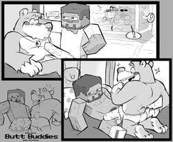 4boys anthro ass banjo-kazooie banjo_(banjo-kazooie) blush briefs clothed clothing comic duck_hunt duck_hunt_dog duo duo_focus english_text erection erection_under_clothing frottage gay gay_sex hi_res human koopaling male male/male male_only mammal mario_(series) minecraft monochrome multiple_boys nintendo rareware roy_koopa sex steve_(minecraft) super_smash_bros. tenting text tighty_whities torquewintress underwear ursid video_games white_clothing white_underwear