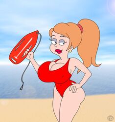 1girls ass baywatch_(franchise) bikini bikini_bottom bikini_top breasts clothed clothes clothing curvaceous curvy curvy_body curvy_female curvy_figure female hips hourglass_figure huge_breasts legs lifeguard light-skinned_female light_skin lips lipstick lower_body new-nano-b outfit public red_lips red_lipstick rescue_buoy thick_legs thick_thighs thighs twitter_user_oc upper_body voluptuous watermark wide_hips