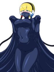 1girls black_slime blonde_hair bodysuit covered_mouth elesa_(pokemon) elesa_(pokemon_bw) female female_only okra_sticky pokemon slime solo solo_female tight_fit white_background