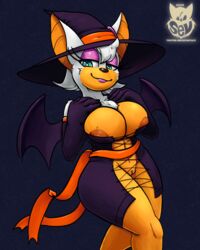 1girls absurd_res anthro areola armwear batartcave bedroom_eyes big_breasts breasts chiropteran clothed clothing elbow_gloves female female_only genitals gloves halloween handwear hat headgear headwear hi_res mammal mobian_(species) narrowed_eyes nipples pussy rouge_the_bat seductive sega skimpy solo sonic_(series) sonic_runners sonic_the_hedgehog_(series) sr text url wings witch_hat