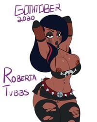 2020 areolae armpits arms_up bare_midriff belt big_breasts black_hair breasts brown_eyes busty cleavage clitoral_hood clitoris clitoris_piercing collar collarbone dark-skinned_female dark_skin erect_nipples eyebrow_piercing eyeshadow family_guy female female_focus female_only fishnet fishnet_gloves fishnets going_commando goth gothtober hourglass_figure huge_breasts large_breasts lipstick long_hair makeup mascara mascara_tears microskirt miniskirt navel navel_piercing nipple_piercing nipple_slip nipples no_panties no_panties_under_skirt nose_piercing overflowing_breasts piercing pinup pinup_pose pose posing pussy red_hair ripped_stockings roberta_tubbs runny_makeup skimpy skimpy_clothes skirt slashysmiley solo stockings tagme tank_top the_cleveland_show thick_thighs toned toned_female torn_stockings vagina wide_hips