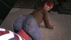 1boy 1boy1girl 1girls 3d animated asmfan94 ass big_ass big_butt butt canon_couple costume cunnilingus_through_clothes facesitting grinding insomniac_games jeans marvel marvel_comics mary_jane_watson mary_jane_watson_(insomniac) moaning no_sound pants red_hair redhead source_filmmaker spider-man spider-man_(ps4) spider-man_(series) tagme video