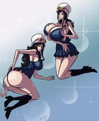 ass_grab axel-rosered breast_expansion breast_grab breast_squeeze breasts butt_crack butt_grab dress dressrosa eyewear_on_head female female_only glasses_on_head hana_hana_no_mi hourglass_figure minidress nico_robin one_piece smile sunglasses sunglasses_on_head