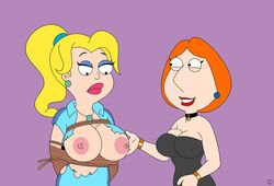 1girls 2girls adult_swim alternate_breast_size american_dad apple_butt areola areolae ass blonde_hair breasts bubble_ass bubble_butt clothed clothes clothing curvaceous curvy curvy_body curvy_female curvy_figure family_guy fanart female francine_smith hips hourglass_figure large_breasts legs light-skinned_female light_skin lips lipstick lois_griffin lower_body medium_breasts milf new-nano-b nipples orange_hair outfit red_lips red_lipstick ripped_clothing ropes sex_pun thick_legs thick_thighs thighs upper_body voluptuous watermark wide_hips