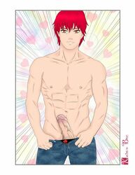 1boy akatsuki_(naruto) erection male male_only muscular naruto naruto_shippuden pants_down penis red_hair sasori short_hair smile solo solo_male tagme uncensored yaoi