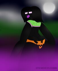 ass ass_cleavage black_hair black_skin butt_crack butt_squish enderman enderwoman female female_only fog looking_back minecraft moon moonlight night panties pink_eyes pumpkin_butt rule_63 saliva short_hair short_shirt squished squished_ass terebision thick_thighs thighs underwear