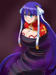 big_breasts blue_eyes blue_hair fate/grand_order fate_(series) fully_clothed okra_sticky saint_martha tentacle tentacle_bondage tentacle_coil