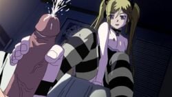 blonde_hair cum cumshot feet foot_fetish foot_focus footjob footjob_with_legwear footjob_with_one_foot footwear orifushi_mafuyu stirrup_legwear stirrup_socks toeless_legwear toeless_socks traced