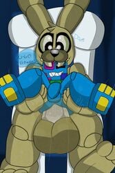 2boys anal anal_sex animatronic anthro anus ass balls big_balls big_penis blue_skin button_eyes canon_x_oc chair drooling eyelashes five_nights_at_freddy's five_nights_at_freddy's_4 flaccid furry gay genitals grabbing_legs green_skin half-closed_eyes humanoid_penis lagomorph original_character penetration penis plushie plushtrap plushtrap_(fnaf) plushtrapboyuwu rabbit robot saliva sharp_teeth simple_background size_difference spread_legs testicles text wide_hips yaoi young