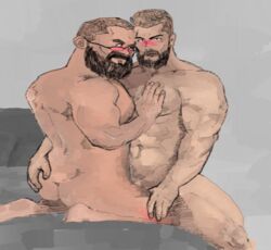 acrylic acrylic_paint_(medium) acrylic_painting_(artwork) bara bears couple gay gutchii_ male_only