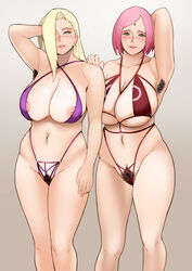 2girls alternate_breast_size armpit_hair big_breasts bikini boruto:_naruto_next_generations female_only huge_breasts ino_yamanaka jnsdh large_breasts milf multiple_girls naruto naruto:_the_last naruto_(series) nipples pubic_hair sakura_haruno