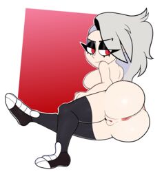 1girls anus ass blackmore female goth helluva_boss human human_loona humanized looking_back looking_pleasured loona_(helluva_boss) pussy sidecut smiling sneakers tagme vivienne_medrano
