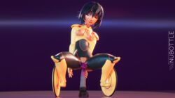 1girls 3d big_hero_6 black_hair bodysuit breasts dildo disney exposed_breasts female female_only gogo_tomago hi_res horsecock_dildo marvel masturbation nubottle purple_hair sex_toy short_hair solo squatting