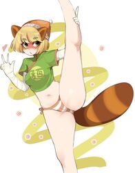 1girls animal_ears arms_(game) blonde_hair blush breasts cameltoe clothing cute female fluffy fluffy_tail fredek666 fur green_eyes hat heart looking_at_viewer looking_back mario_(series) min_min_(arms) navel new_super_mario_bros._2 nintendo nintendo_switch panties pussy raccoon_ears raccoon_girl raccoon_tail striped_panties super_smash_bros. sweat tail