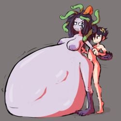 1boy 1girls dark_pit fupoo hyper hyper_belly inflation kid_icarus medusa medusa_(kid_icarus) naked nintendo ready_to_pop sex tagme