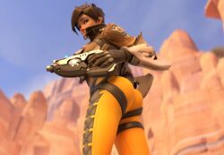 1girls 3d ass behind blender female female_only fully_clothed overwatch solo thick_ass tracer