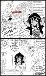 bb_(baalbuddy) egirl elf english_text female goblin goblin_female monochrome streamer tagme text_bubble very_high_resolution virtual_youtuber white_background