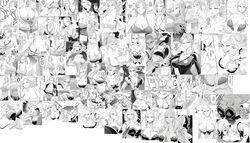 1girls clothing collage compilation female huge_breasts inazuma long_hair manga monochrome sagiri_yuuko satou_shouji swimsuit triage_x