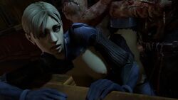 1girls 1monster 3d animated blonde_hair blue_eyes bodysuit capcom executioner female/monster hands_on_table jill_valentine jill_valentine_(blonde) jill_valentine_(julia_voth) leg_up_sex light-skinned_female monster mp4 no_sound resident_evil resident_evil_5 ripped_battlesuit straight topless_female vaginal_penetration vaginal_sex video wampasfm