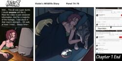 1dog 1girls artca9 background bed canine comic computer cuddling equine feral ferret horse human husky in_bed larger_feral mare nap napping painting post_vore rat sleep sleeping violet's_wildlife_diary_(artca9) violet_(artca9) vore youtube