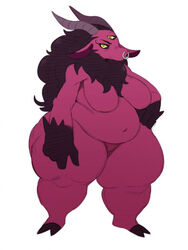 anthro ass bamballa_(sssonic2) belly big_breasts big_butt blood_red_fur breasts caprine caprine_demon curvy curvy_figure deep_navel demon demon_girl facial_piercing female female_focus female_only flowing_mane goat goat_demon goat_eyes goat_horns mammal milf multi_eye navel nose_piercing nose_ring older_female overweight overweight_anthro overweight_female piercing simple_background solo sssonic2 thick_thighs voluptuous white_background wide_hips yellow_sclera