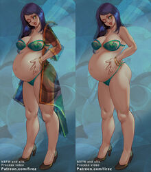 1girls big_breasts breasts cleavage female female_only firez huge_belly large_breasts pregnant ready_to_pop solo