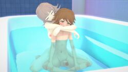 3d balls bath bathing blush breasts danganronpa danganronpa:_trigger_happy_havoc danganronpa_1 danganronpa_2:_goodbye_despair fujisaki_chihiro hug hugging nanami_chiaki penis smile straight_hair ultimateenf wholesome