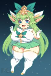 1girls alternate_costume belka_dog big_breasts breasts cleavage cuccoking female female_only huge_breasts large_breasts league_of_legends looking_at_viewer lulu_the_fae_sorceress nipple_bulge riot_games shortstack solo star_guardian_lulu star_guardian_series thick_thighs wide_hips yordle