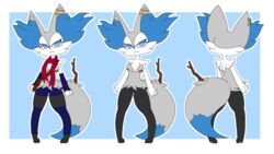 alpha_channel alternate_color anthro armwear bag black_body black_fur black_paws blue_body blue_eyes blue_fur blue_inner_ear_fluff blue_nose bottomless bottomwear braixen breasts cheek_tuft chest_fur chest_tuft clothed clothing deadxqueen ear_piercing elbow_gloves exposed_breasts eyewear facial_tuft fan_character feet female fingerless_gloves fur fur_tuft genitals glasses gloves grey_body grey_fur grey_tail handwear hi_res humanoid_genitalia humanoid_pussy industrial_piercing inner_ear_fluff leggings legwear nintendo nipple_piercing nipples pawpads paws piercing pink_nipples pokémon_(species) pokemon pokemon_(species) pussy satchel scarf shorts shoulder_tuft solo stick tail_tuft tuft video_games white_body white_fur white_hands