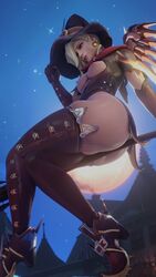 1girls 3d 9:16 alternate_costume areolae ass big_ass big_breasts blender blizzard_entertainment blonde blonde_hair breasts earring exposed_breasts female female_focus female_only generalbutch heels high_heels large_breasts mercy nipples overwatch pear_shaped pear_shaped_female pinup solo solo_female thick_thighs wide_hips witch witch_hat witch_mercy