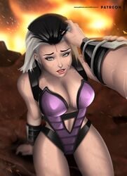 1girls 2d black_hair breasts bust busty cleavage curvaceous curves curvy curvy_body curvy_female curvy_figure curvy_hips deviantart edenian endlesscomics evandromenezes female female_focus hero heroine hourglass_figure humanoid light-skinned_female light_skin looking_at_viewer mortal_kombat mortal_kombat_(2011) mortal_kombat_11 mortal_kombat_x multicolored_hair partial_male queen sindel smile smiling voluptuous white_eyes