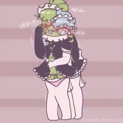 argentina_(countryhumans) brazil_(countryhumans) countryhumans crossdressing cum femboy femboy_on_femboy gay handjob kinky_naty maid male panties panties_down