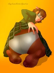 ass_focus beatrice_trudeau bully_(game) glasses kneeling panties pantyhose rebeccarains rockstar_games skirt soles tagme