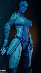 1girls 3d asari blue_eyes blue_skin female female_focus female_only liara_t'soni mass_effect mass_effect_2 mass_effect_3 nyes117 panties posing solo tagme unzipped_bodysuit