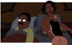 2girls breasts cleveland_brown cunnilingus dark-skinned_male dark_skin donna_tubbs edit family_guy incest mother_and_daughter multiple_girls naked nipples nude roberta_tubbs sharing_bed tagme the_cleveland_show wet_bed wet_patch wet_sheets yuri